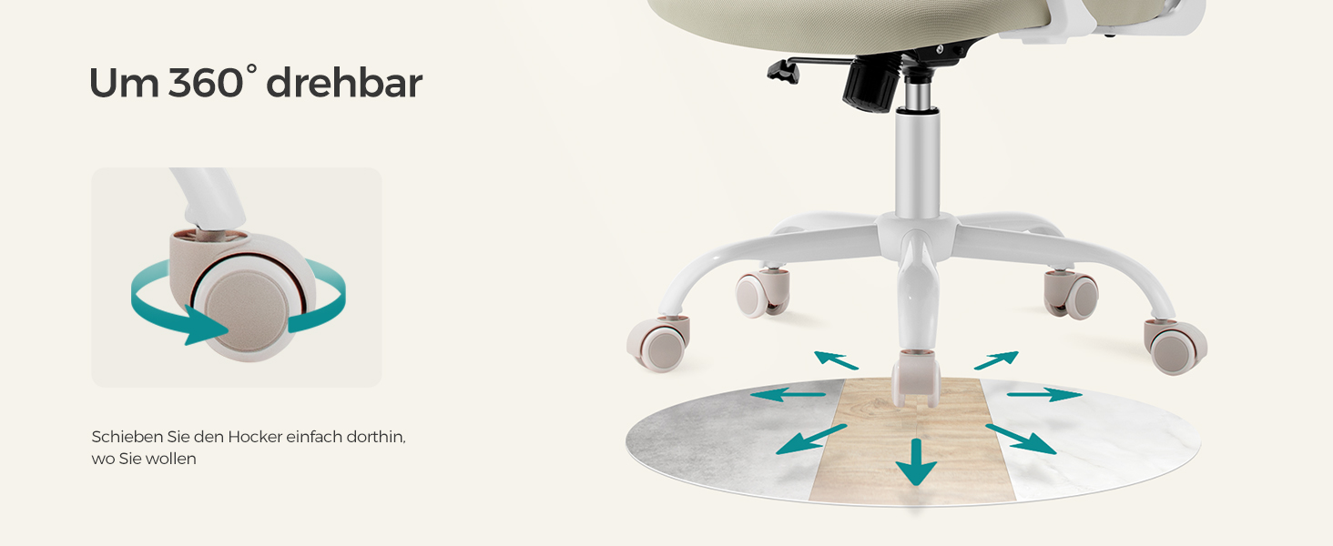 Ергономічне офісне крісло SONGMICS з сіткою, регульоване по висоті комп'ютерне стілець з функцією гойдання, дихаючий матеріал, навантаження до 120 кг, колір капучино, OBN022GD01