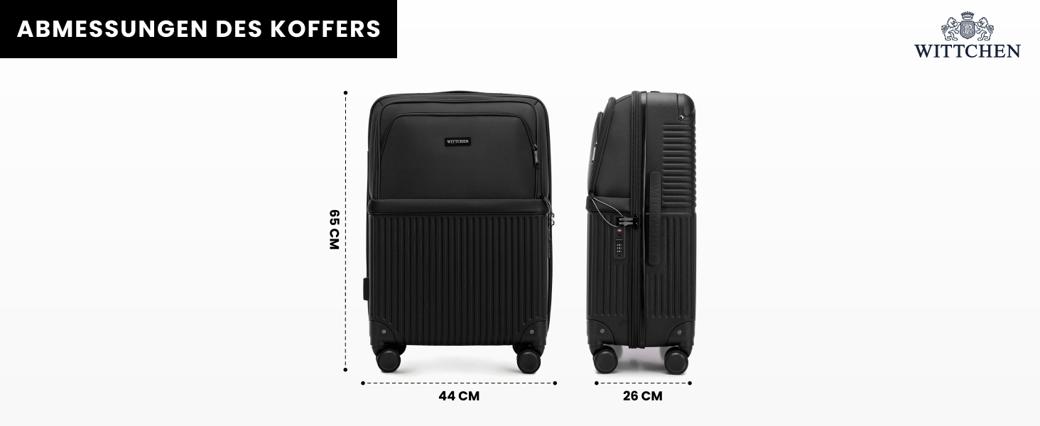 Набір валіз WITTCHEN AXIS 3 шт. | Чорний | ABS+Нейлон | Ручна поклажа M L | TSA замок, телескопічна ручка, 360° колеса