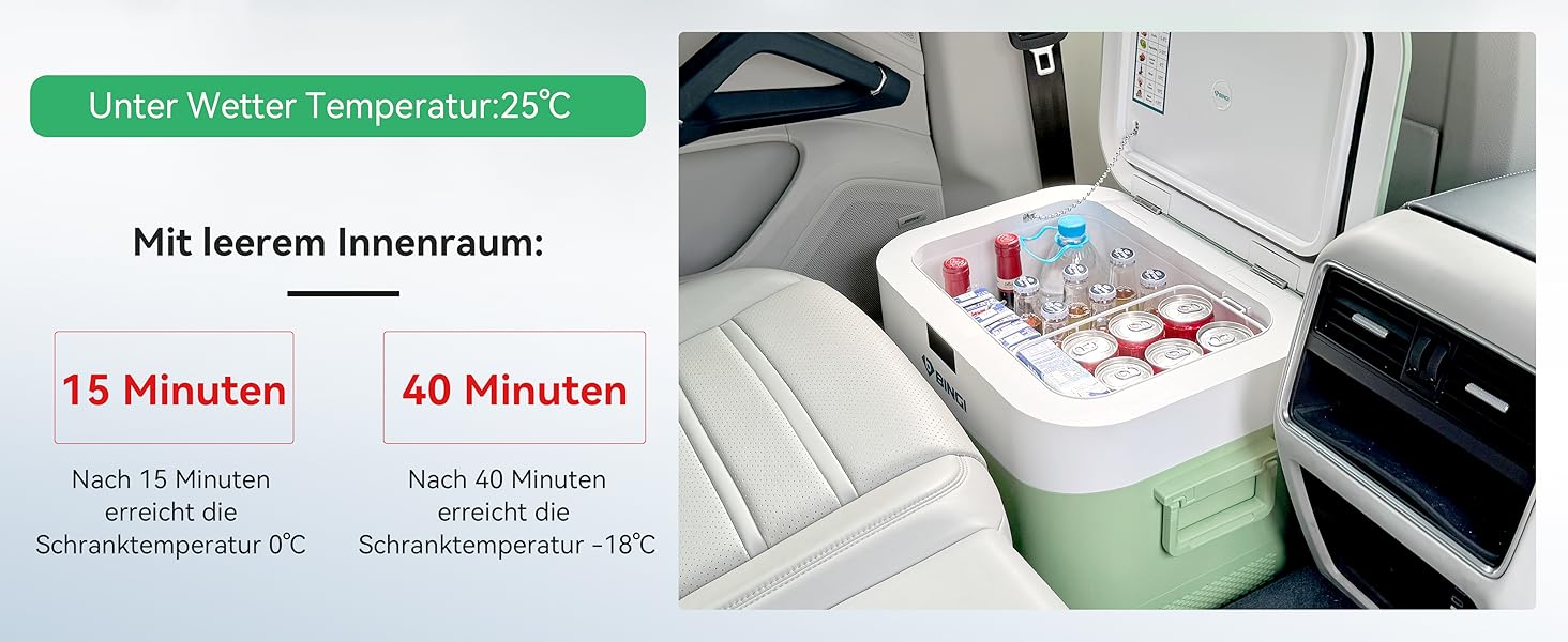 Автохолодильник BINGI 22л портативний, 12/24V DC, 230V AC: для авто, кемпінгу, дому (зелений)