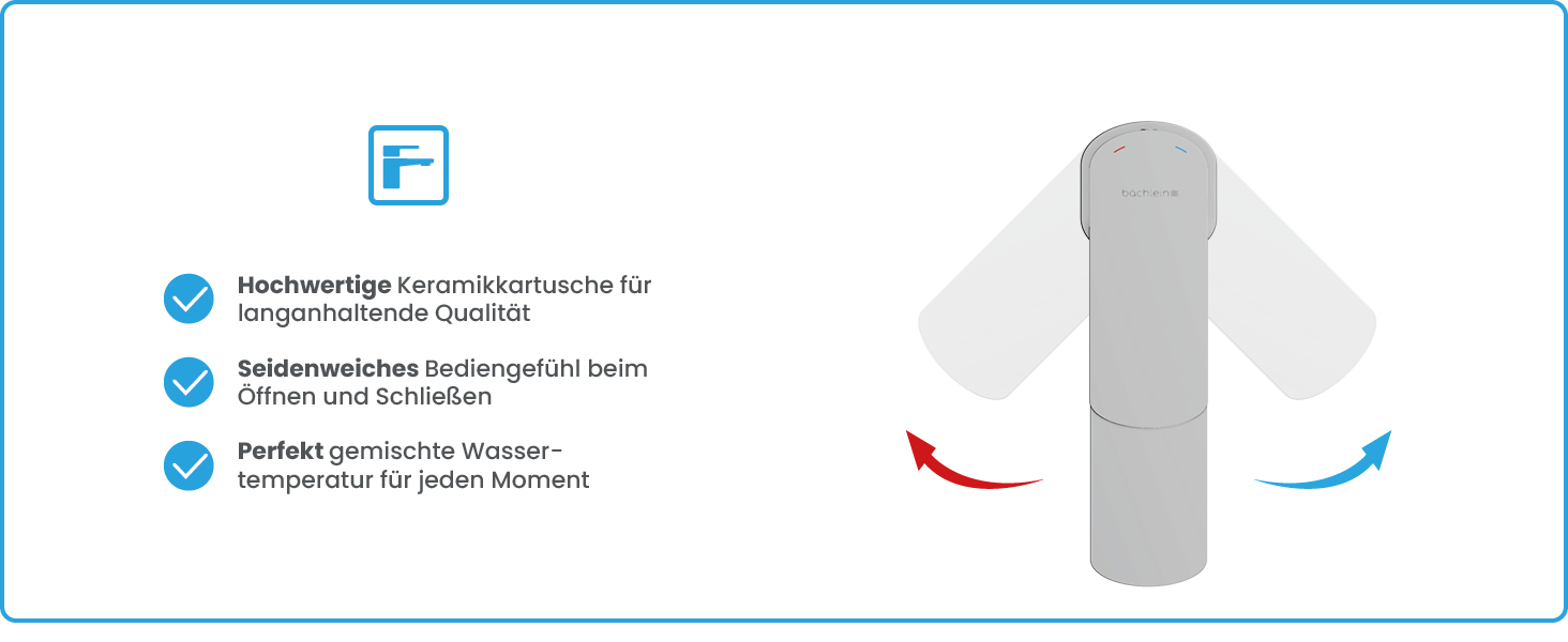 Змішувач для ванної кімнати Bächlein Mizarela, хром, з керамічним картриджем, плоский вилив, комплект для монтажу