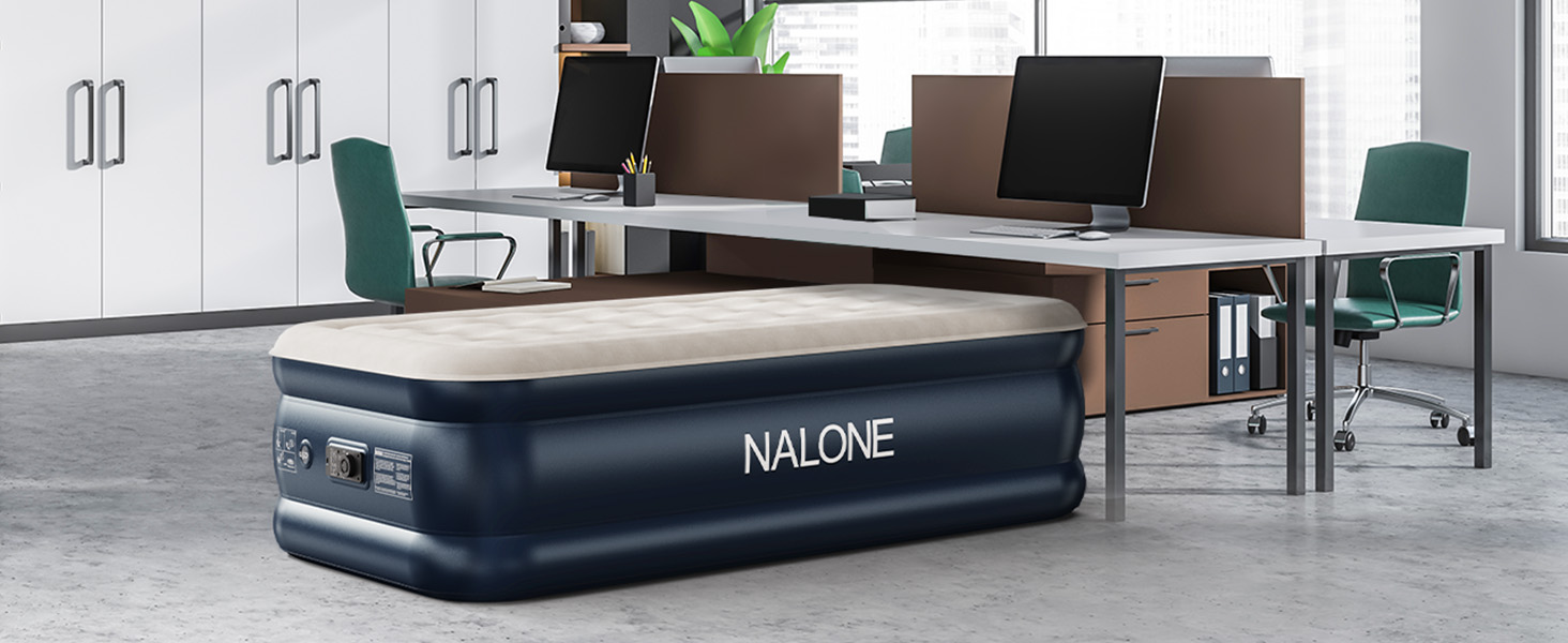 Надувний матрац NALONE для 2 осіб з самонадуваємою системою та вбудованим насосом, для кемпінгу та дому (Twin XL)