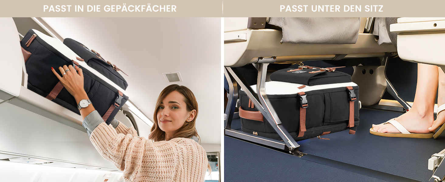 Рюкзак LOVEVOOK для ручної поклажі в літак, жіночий, водонепроникний, універсальний, для ноутбука 17 дюймів, шкільний, для студентів, подорожей, чорний/коричневий, 45x32x15 см