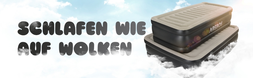 Надувний матрац Arebos самонадувний, 203x95x51 см, для 1 особи, з електричним насосом, для дому/кемпінгу, сірий/антрацитовий