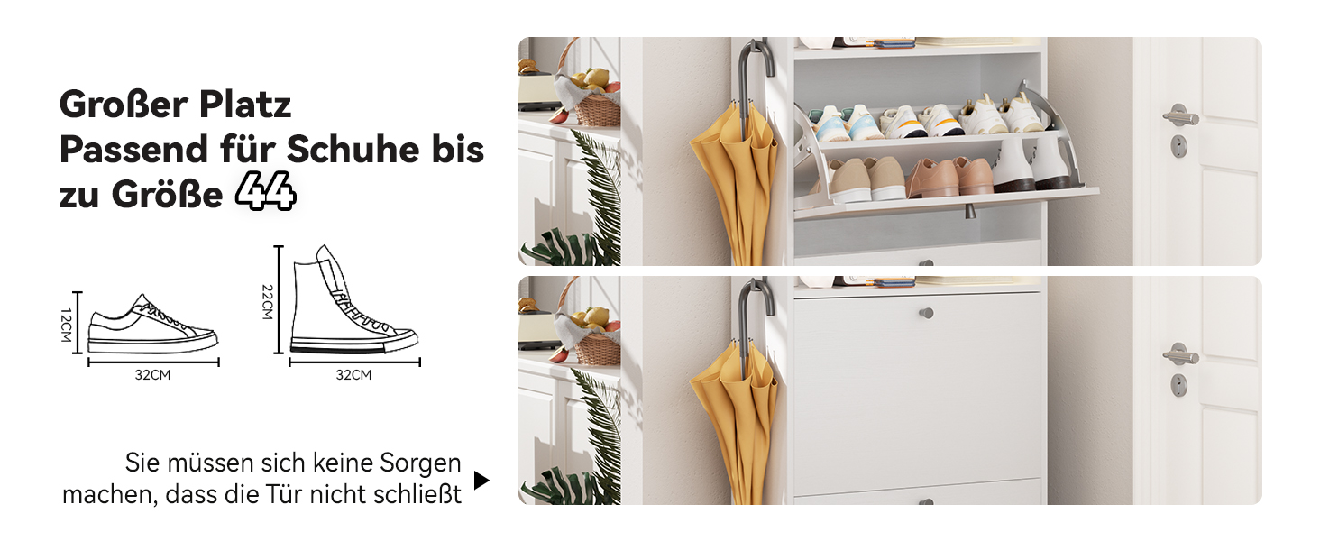 Взуттєва шафа Dripex, вузька, з 2 відкидними ящиками, 80x24x100 см, білий | Взуттєва шафа для прихожей, вітальні, веранди