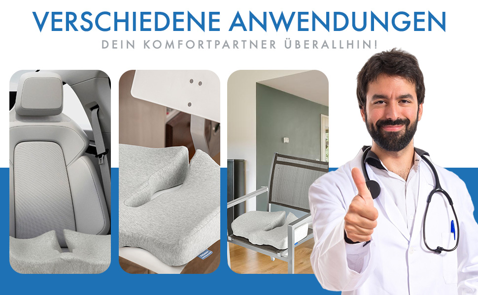 Ортопедична подушка для сидіння Kalmise | Подушка для офісного крісла з Memory Foam | Подушка для куприка для офісу, дому, авто або інвалідного візка