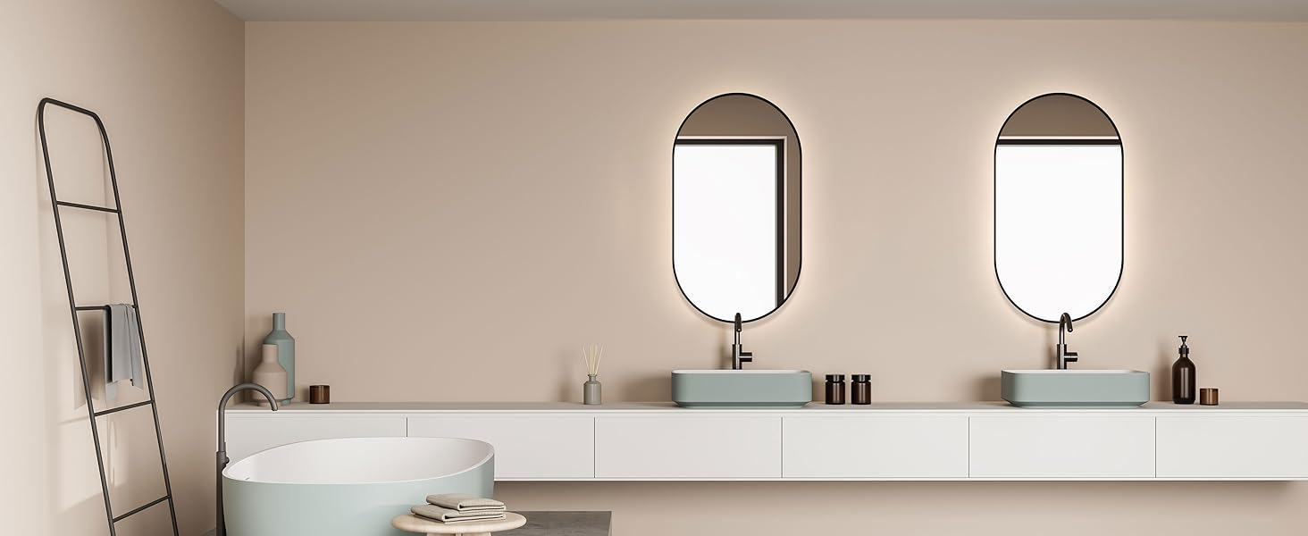 Дзеркало для ванної кімнати HOKO круглої форми 80 см з підсвічуванням, антизапарюванням, рамкою, сенсорним вимикачем, функцією пам'яті та регулюванням кольору світла (2700-6500K) - тепле, холодне, нейтральне світло (75 x 45 см, золотий овал)