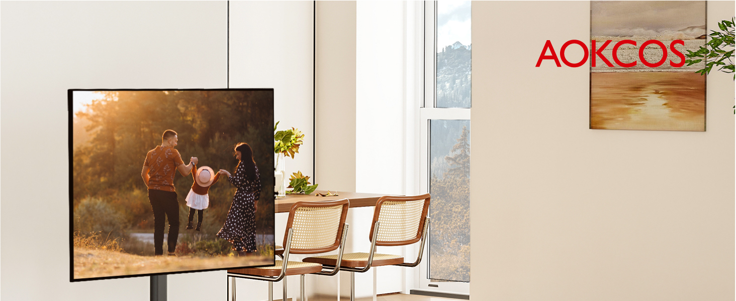 Підставка для телевізора мобільна з поличками Holzablage 32-65 дюйми, чорний/вінтажний коричневий, до 40 кг, VESA 400x400