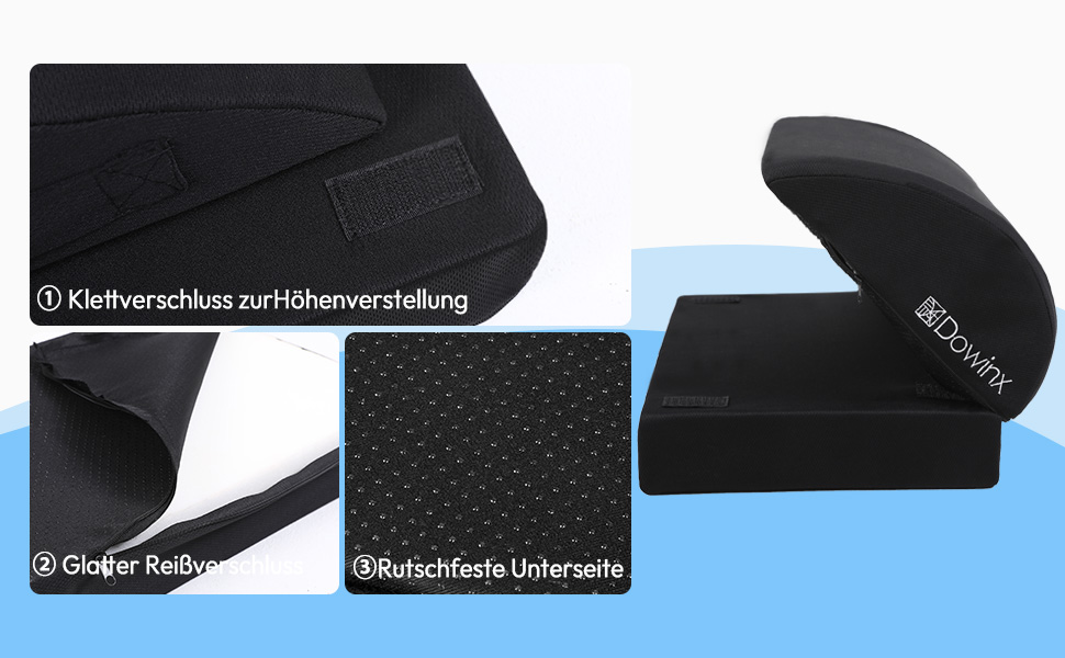 Підставка для ніг під стіл Dowinx, регульована по висоті, знімний чохол, зручна підставка для офісу, авто, дому (2 рівня, тверда, чорна)