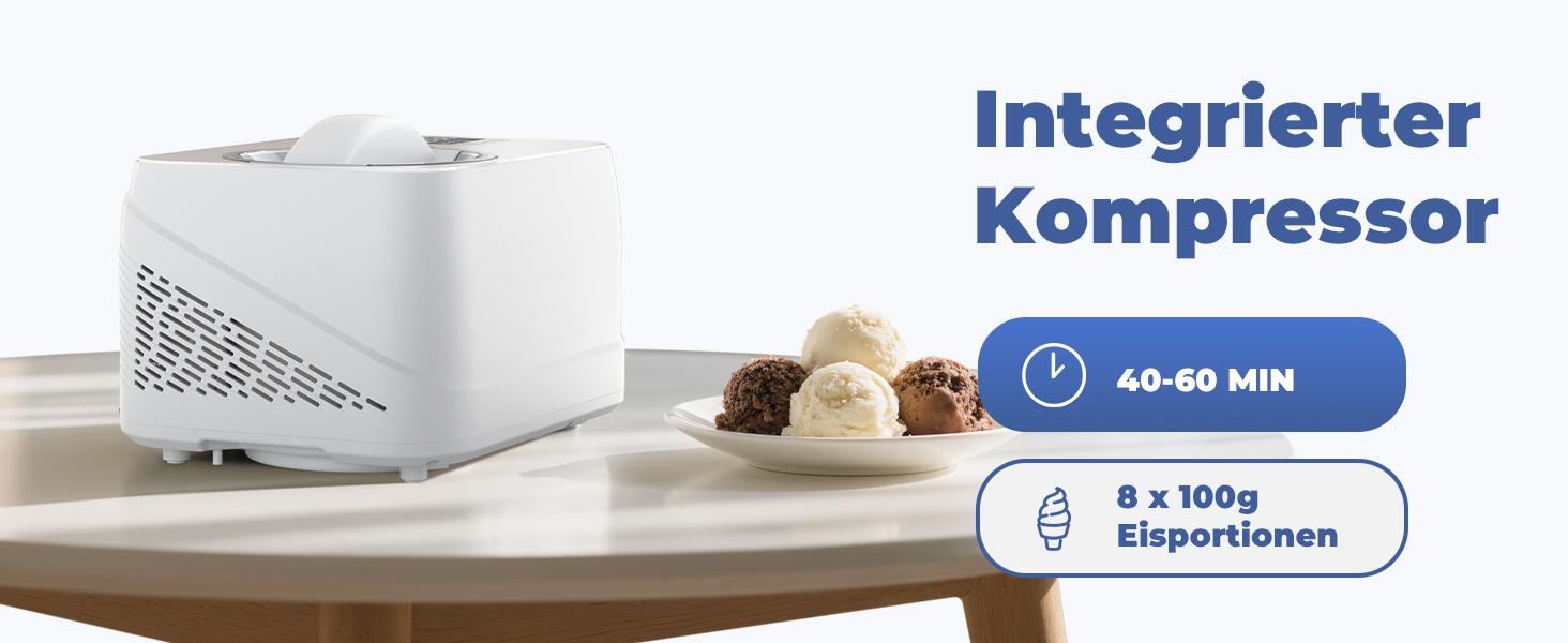 Машина для приготування льоду з компресором 1л, самостійно охолоджувана знімним контейнером для льоду, з лопаткою/мірювальним циліндром з позначками