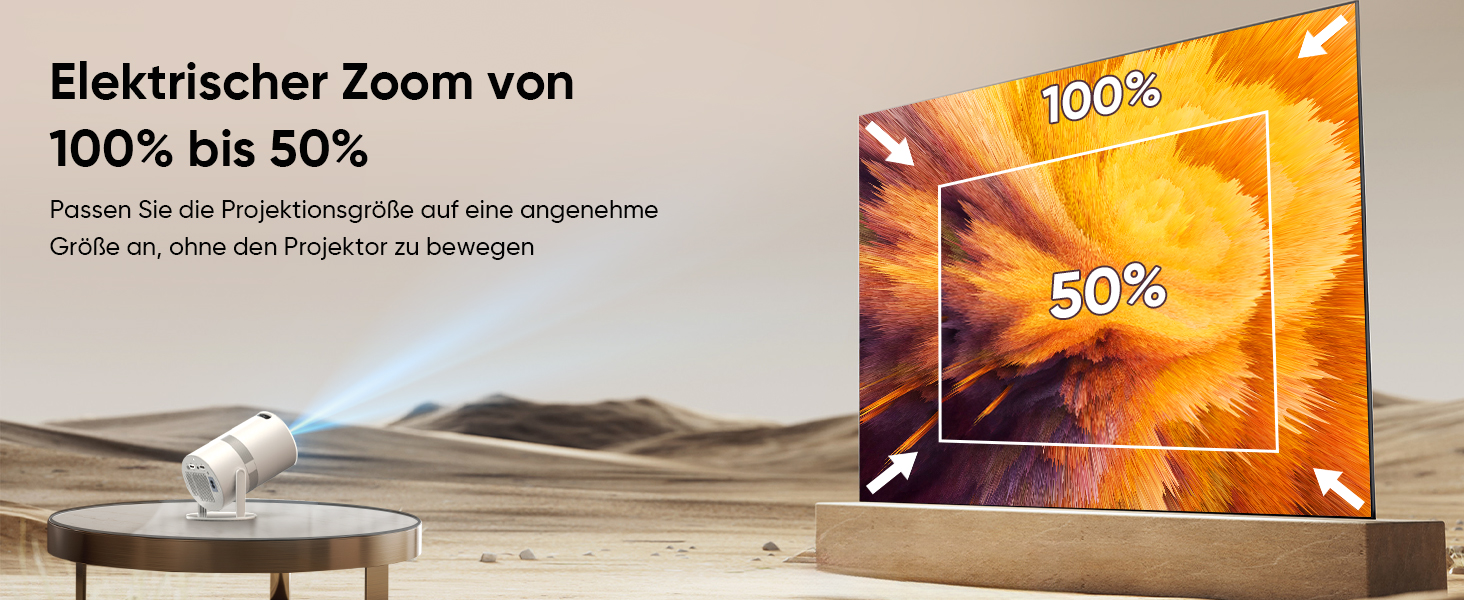 Міні-проектор Smart Beamer з Android OS, WiFi 6 та Bluetooth, Full HD 1080P, поворот на 210°, автокоррекція трапеції та 50% зум для дому та вулиці