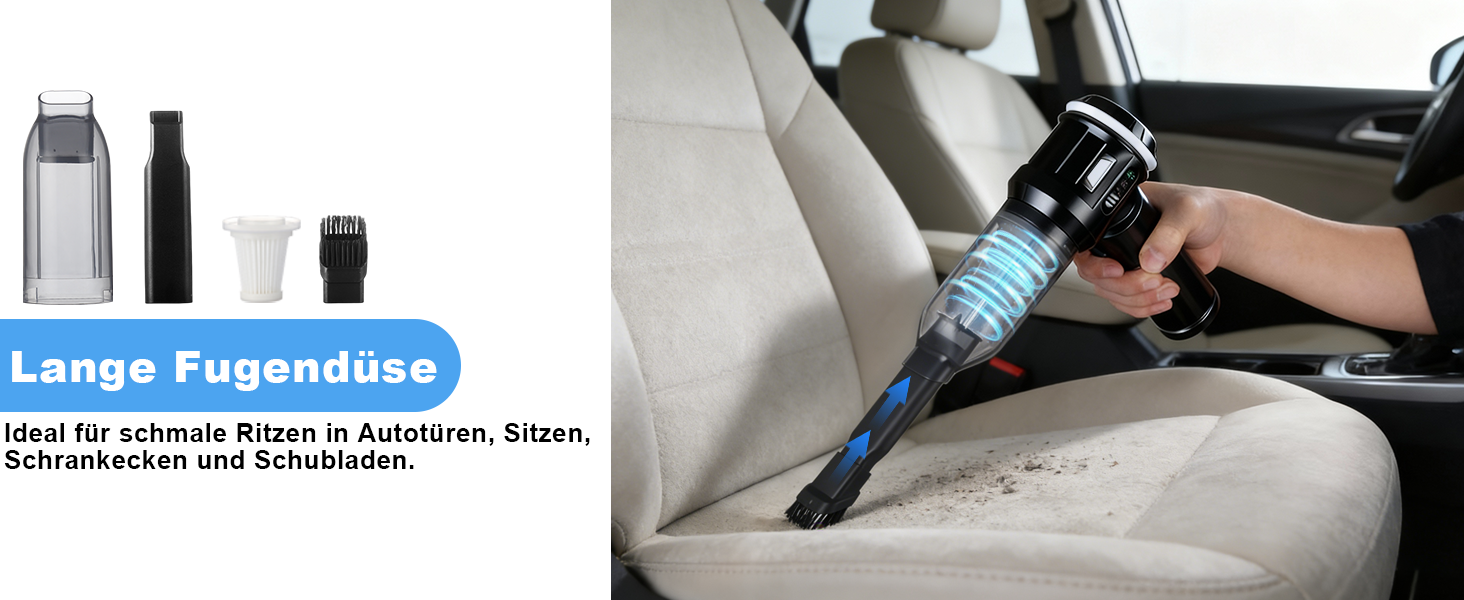 Акумуляторний ручний пилосос Citybee 4 в 1, бездротовий міні-пилосос для авто та дому, 25000Па, безщітковий двигун, 3 режими потужності, для шерсті тварин (чорний)