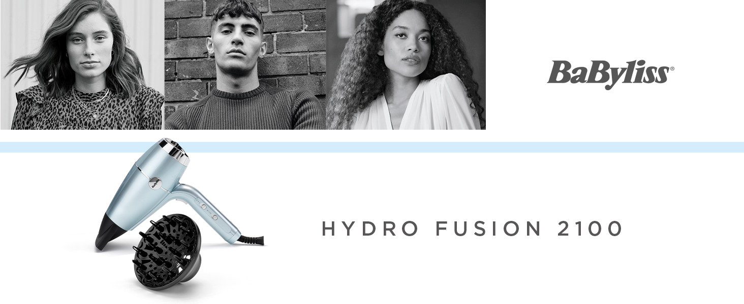 Фен BaByliss Hydro-Fusion з передовою технологією плазмових іонів, D773DE, одинарний фен Ice Blue