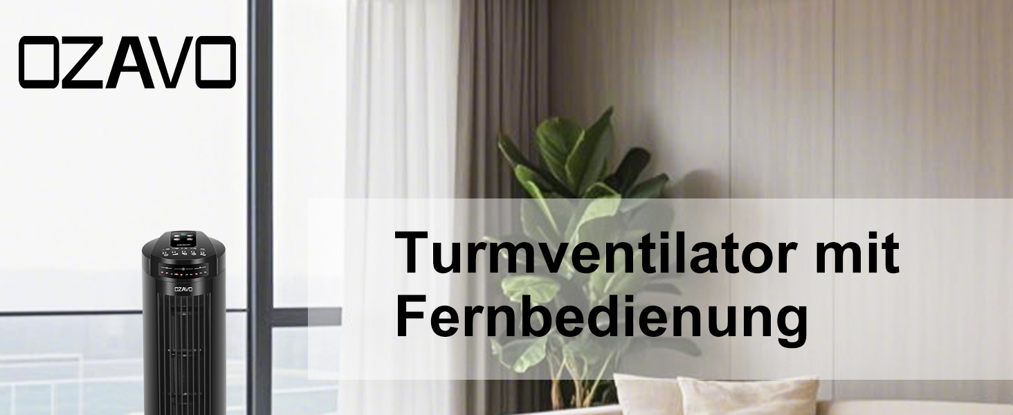 Вежа-вентилятор Turmventilator з пультом, 3 швидкості, авто-функція, 70° осциляція, таймер 7.5 год, електричний, 84 см