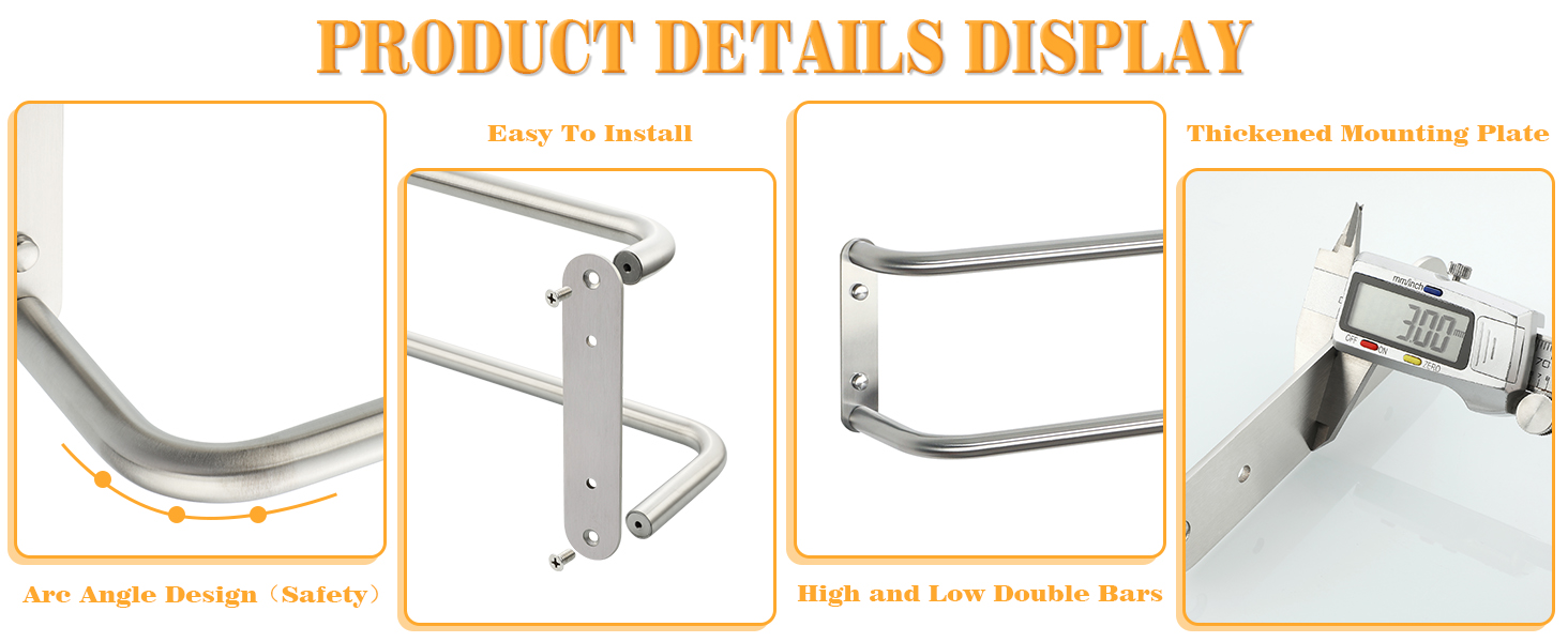 Тримач для рушників подвійний з нержавіючої сталі 304, 80 см, для ванної кімнати та кухні