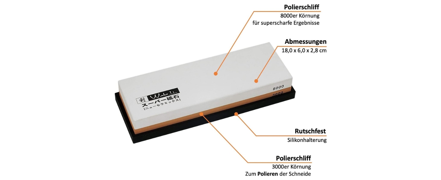 Wakoli Точилка для ножів 2-в-1 з алмазним шліфувальним каменем - 3000/8000 - для заточування та полірування ножів