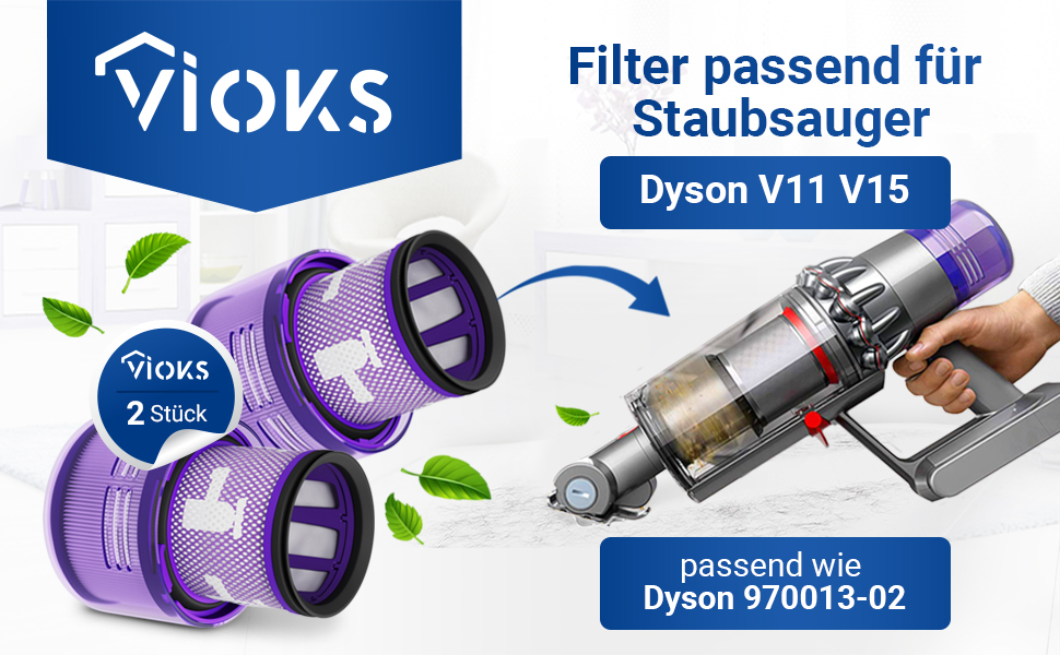 Комплект фільтрів VIOKS 3 шт. заміна для Dyson 970013-02 щітка для чищення - V11, V15, SV14, SV17, SV22