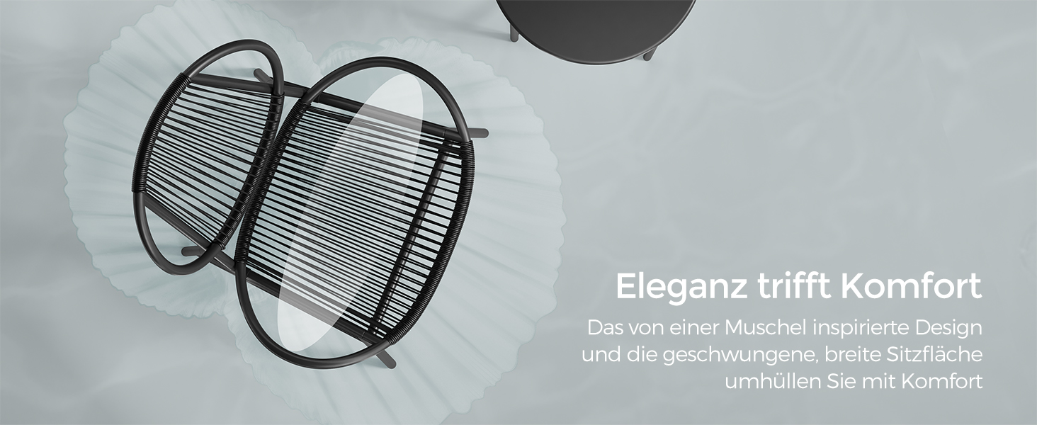 Набір садових меблів SONGMICS з поліротану для балкона та тераси: стіл та 2 крісла (чорний)