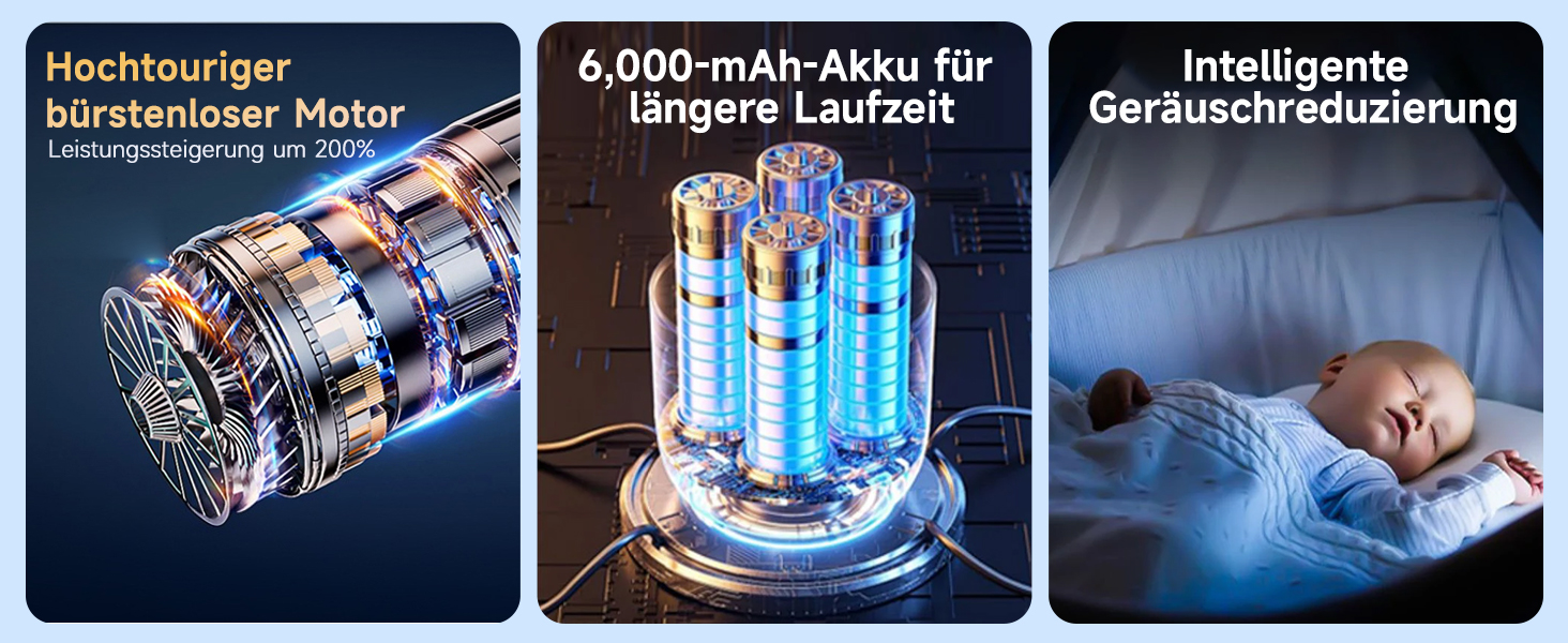 Акумуляторний ручний автомобільний пилосос 26000Па з безщітковим двигуном, 3 режими потужності, швидка зарядка, для авто, шерсті тварин та диванів, сірий