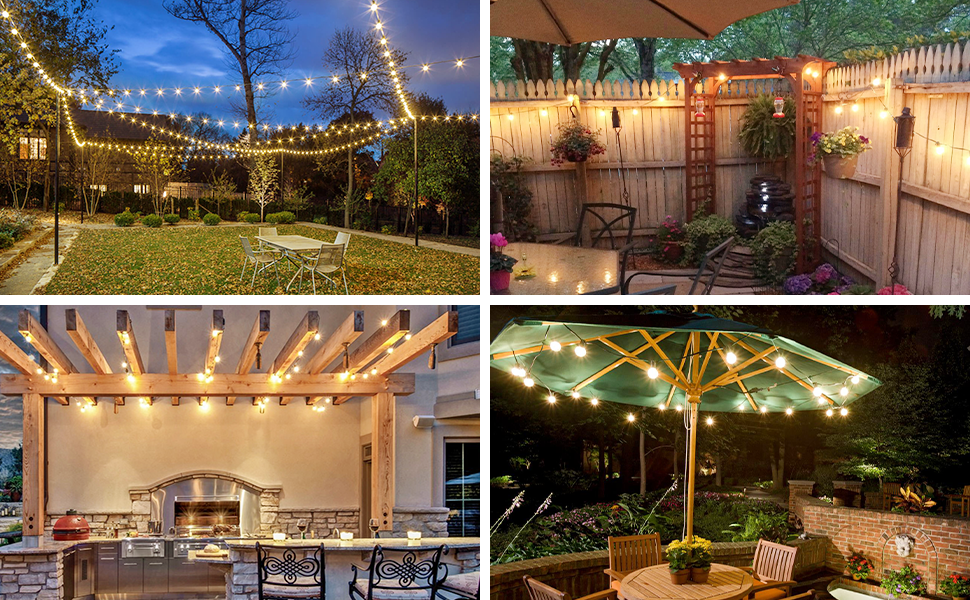 Сонячна гірлянда для зовнішнього використання Litogo, 25+2 лампочки G40, 8 режимів, диммування, LED, для балкона, саду, тераси, тепле світло, з пультом керування