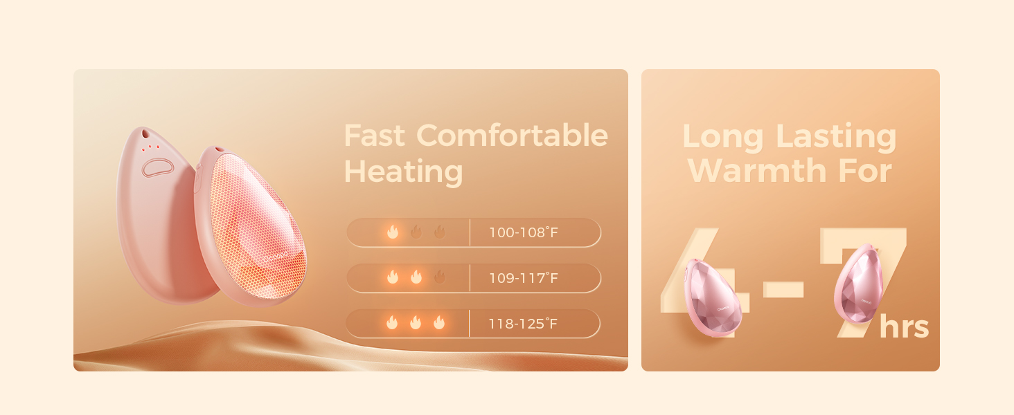 Електричні грілки для рук OCOOPA 2 шт. - стильні, рожеві, з магнітом, перезаряджаються, для жінок, Raynaud, піші прогулянки, кемпінг, подарунок