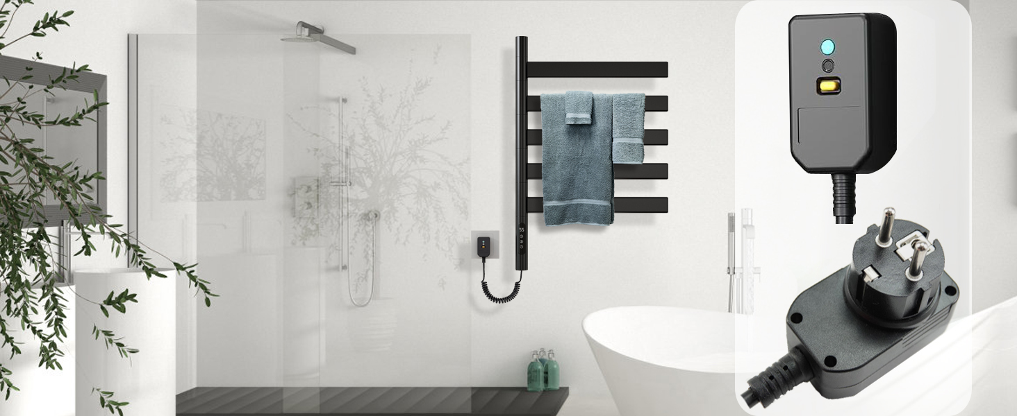 Електричний сушильник для рушників ZOYI 180° поворотний, 140W, чорний (сушарка для ванної кімнати, настінний)