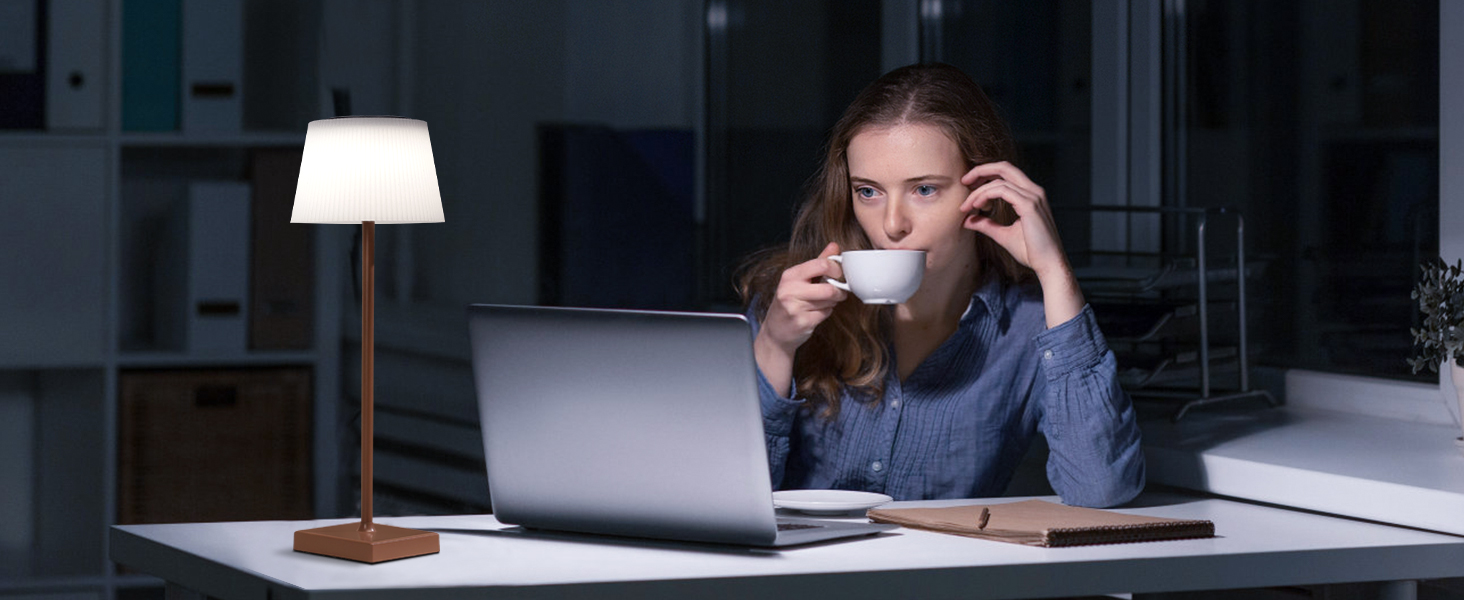 Aigostar LED акумуляторна настільна лампа бездротова, торшер з сенсорним керуванням, 3 режими кольору, IP54 вологостійка, для дому та саду (темно-коричнева)