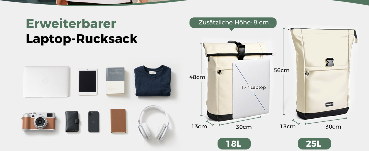 Водонепроникний рюкзак для ноутбука Rolltop 18-25Л, білий (30x13x48 см)