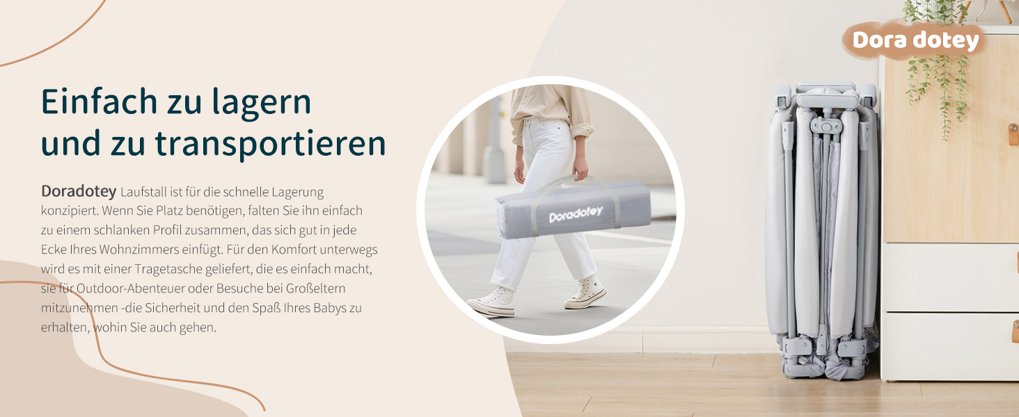 Дитячий манеж Laufotey, 150x150x68 см, сірий, з тканини Oxford, швидкозбірний