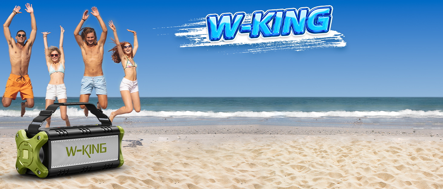 W-KING Портативна Bluetooth Колонка 90W, Вологостійка IPX6, 40 годин, Powerbank, NFC, AUX, TF, Зелена
