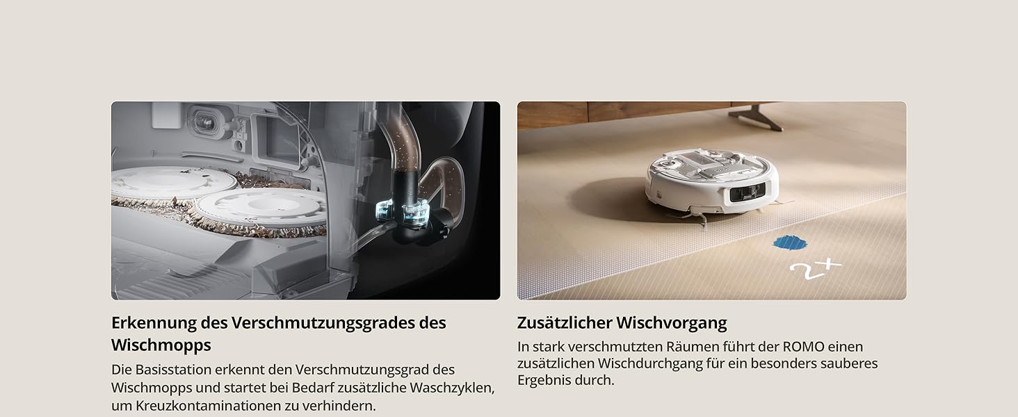 Робот-пилосос DJI ROMO S з функцією миття підлоги, 25 000 Па потужність всмоктування, розпізнавання перешкод рівня дрона, два робочі руки, 200 днів без обслуговування, автоматичне очищення та сушіння моп-насадки (DJI ROMO A (версія з баком для води))