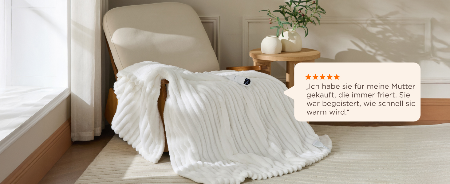 Електрична ковдра BEDSURE з автовимкненням, 130x180 см, сіра - ідеальний подарунок для жінок та мами на Різдво