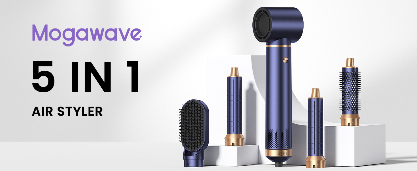 Mogawave Airstyler 5-в-1 Airbrush Pro 1000W: Фен-щітка, стайлер для волосся з іонізацією та обертанням