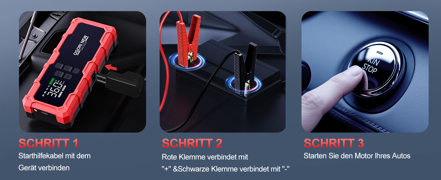 Powerbank для авто Starthilfe 6000A з компресором та LED-ліхтариком, 12V, для 8L бензину/10L дизеля