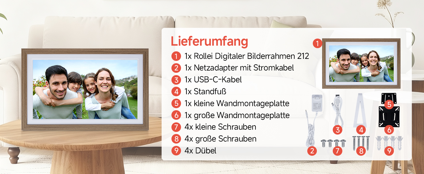 Роллеї Смарт Фрейм WiFi 1010: Цифровий фоторамка 10.1 дюйма з сенсорним екраном IPS, 32GB, дизайн 