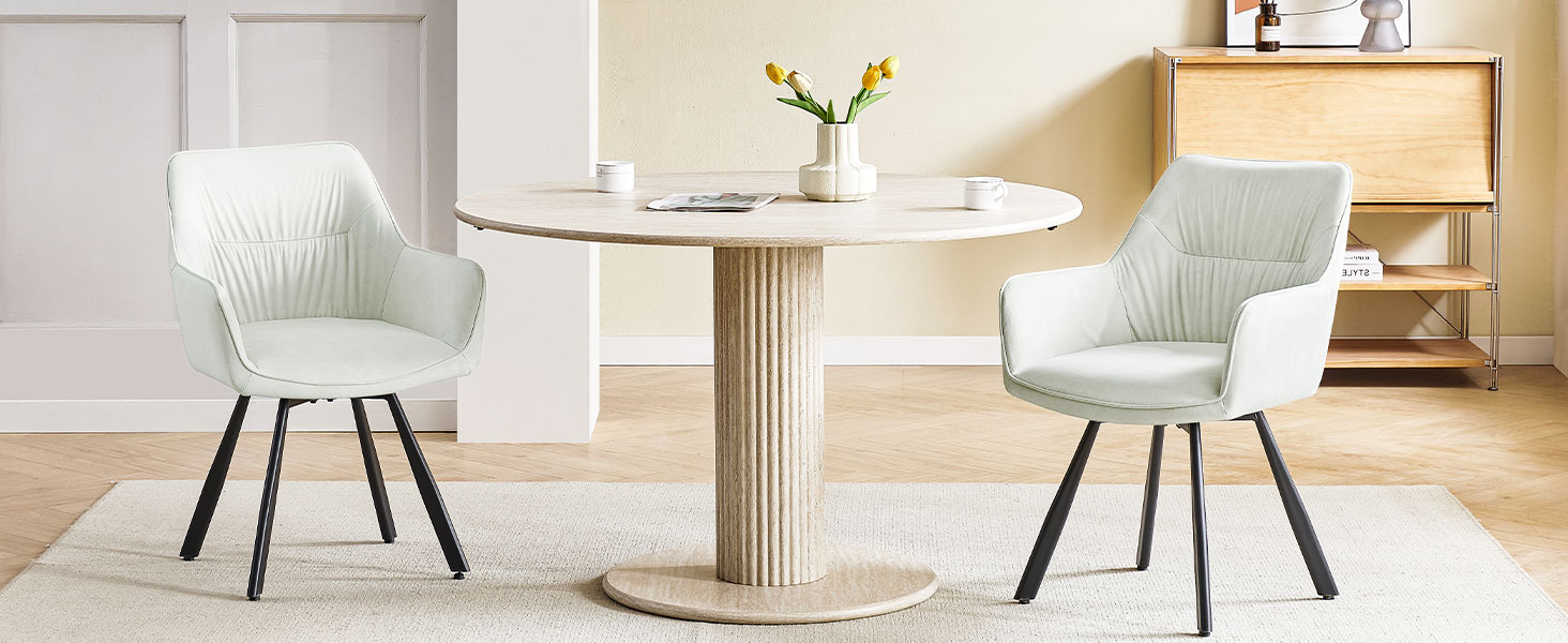 Набір обідніх крісел 6 шт. з поворотним механізмом, крісла з підлокітниками, поворот на 360°, м'яке крісло з велюру, для вітальні, кухні, робочого кабінету, спальні, коричневе, 6 шт.