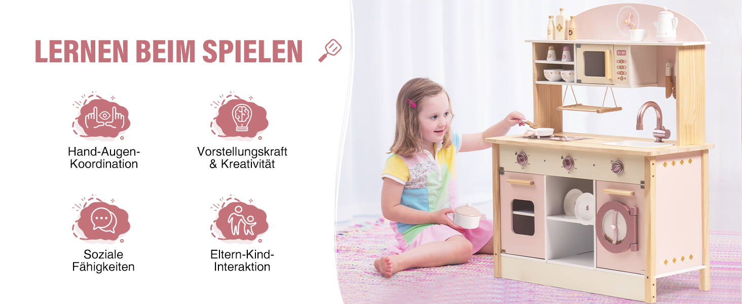 Дерев'яна дитяча кухня ROBUD з реалістичним аксесуаром. Ігровий набір для дітей, сучасний дизайн, подарунок від 3 років.