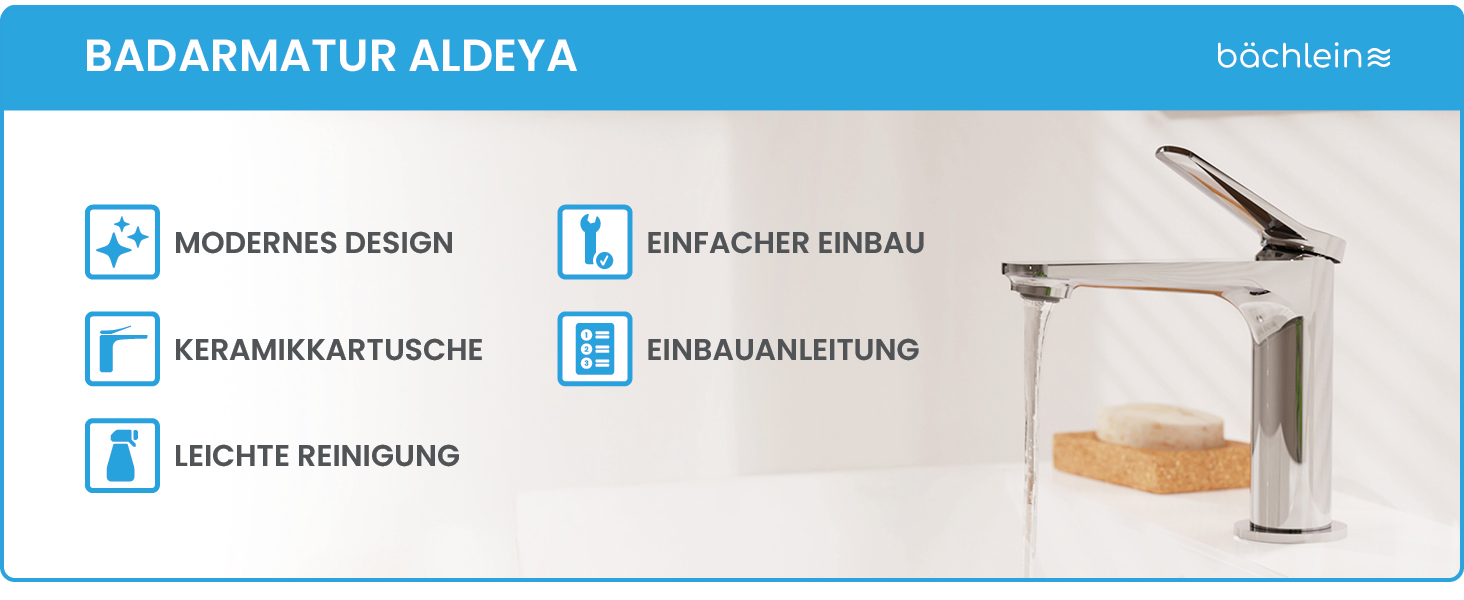 Змішувач для умивальника Bächlein Aldeya, чорний матовий, з монтажним комплектом