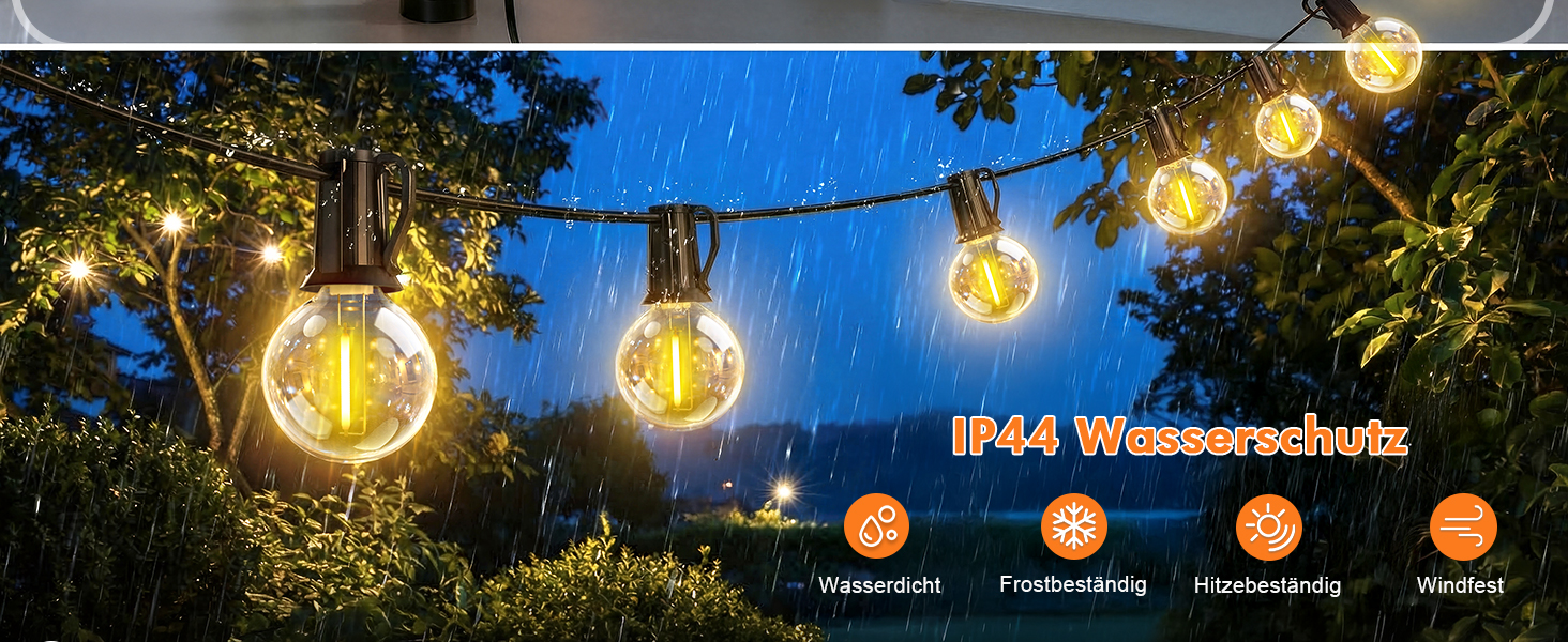 Сонячна гірлянда вулична LED 10м, 15+1 G40, пластик, димована, з пультом ДУ, 8 режимів, таймер, IP44, для балкона, саду, альтанки