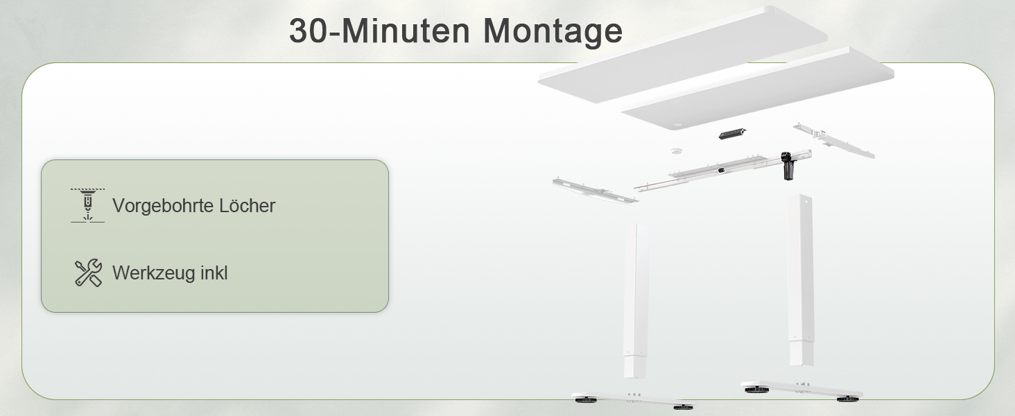 Електричний стіл JUMMICO 100x60 см з USB-зарядкою, білий - регульована висота, для офісу та дому