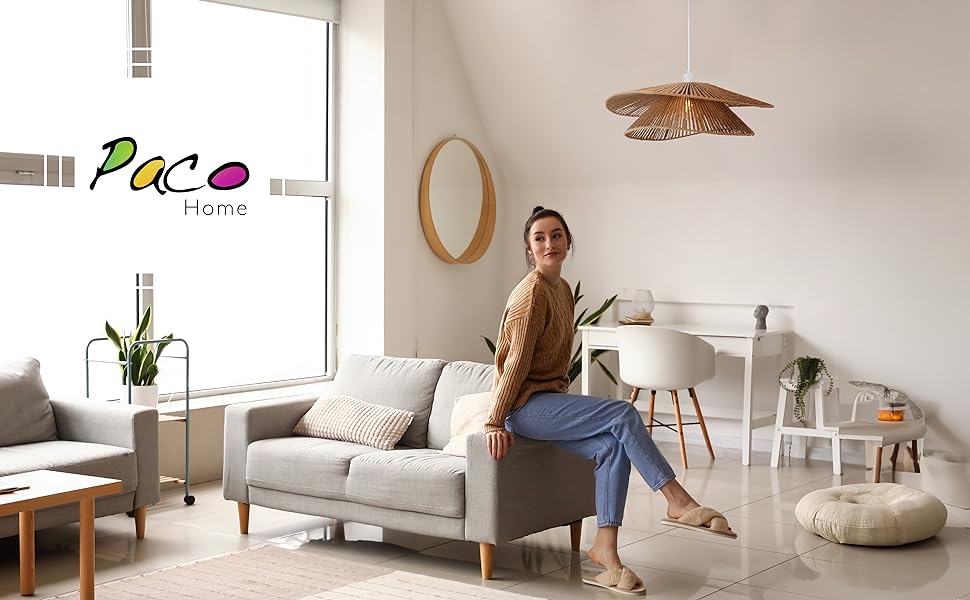 Світлодіодний підвісний світильник Paco Home Boho E27, білий, тип 4 дизайн 4 Ø63см