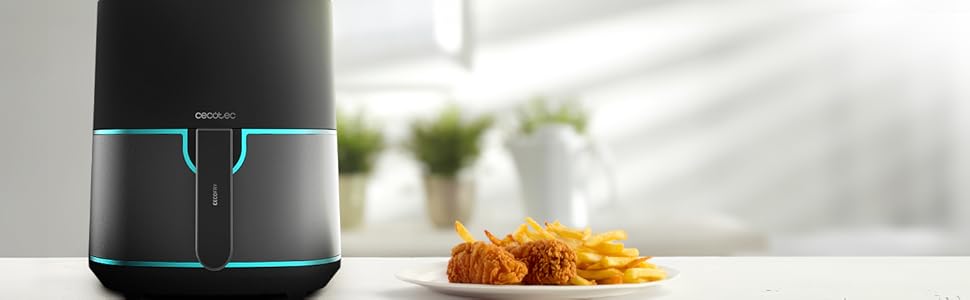 Фритюрниця без олії Cecotec Cecofry 6000 Full, 6 л, 1700 Вт, PerfectCook, 12 режимів, чорний колір