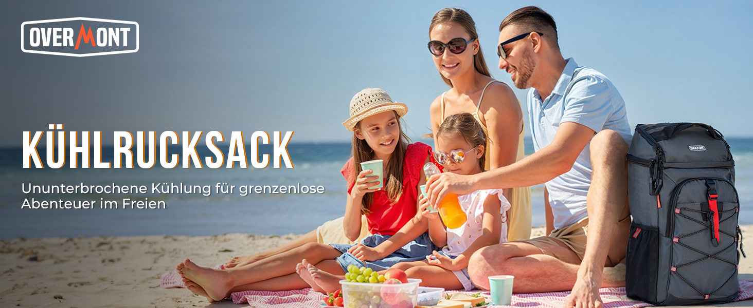 Рюкзак-холодильник Overmont 30L - ізольована сумка-холодильник для пікніків, кемпінгу, пляжу. Чорний