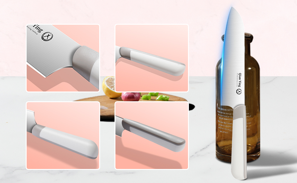 Набір кухонних ножів 14 предметів з бруском: кухонний набір, ніж для приготування їжі, подарунок для мами, білий