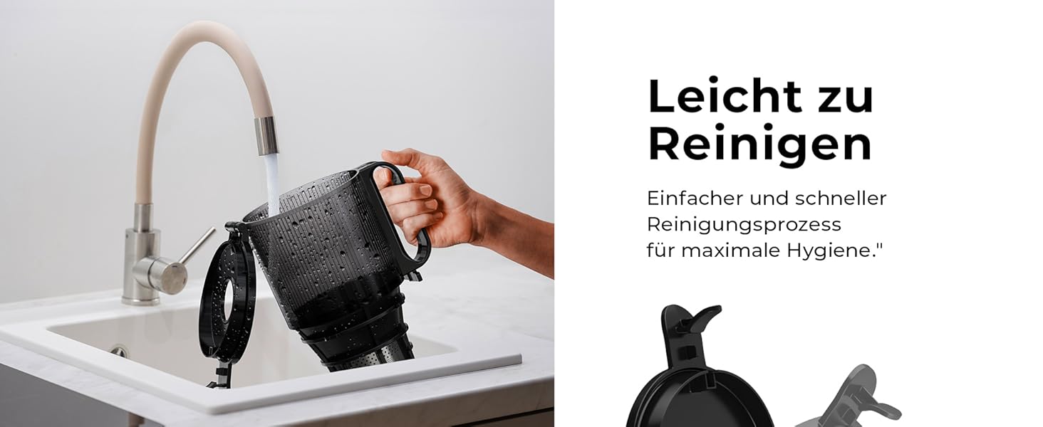 Шовковий відцентровий соковичавник Balter ES-01P: велика завантажувальна горловина 135 мм, 300 Вт, для овочів та фруктів, BPA Free, тихий