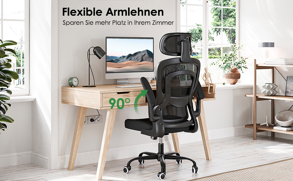 Ергономічне крісло Farini для офісу та дому: регульоване, з підголівником, сіро-біле. Ідеально для роботи за комп'ютером та home office.