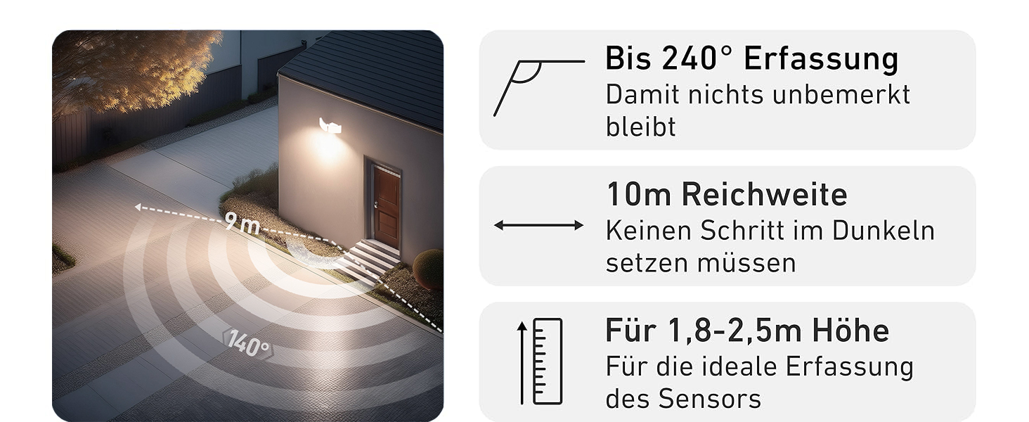 Світильник зовнішній LED Oktaplex Cali Dos Motion 40W з датчиком руху, IP65, тепле біле світло 3000K, антрацит, Master-функція