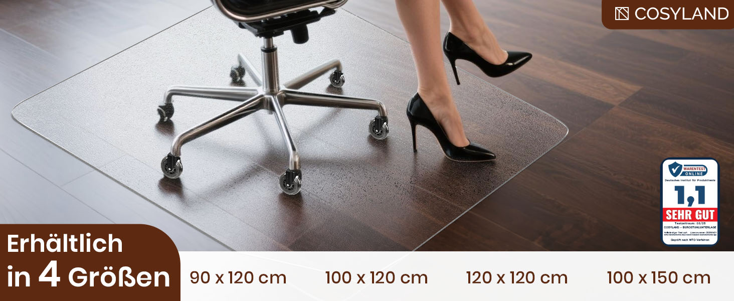 Килимок під офісне крісло COSYLAND, напівпрозорий, 120x150 см
