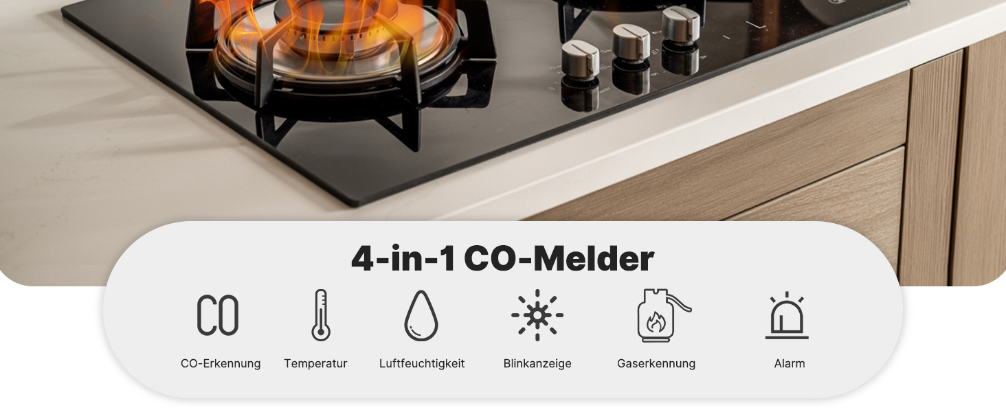 Детектор чадного газу MOES з вилкою, 3-в-1: CO, температура та вологість, акустичний сигнал, для дому та кемперів, 1 шт. (CO+GAS, 2 шт.)