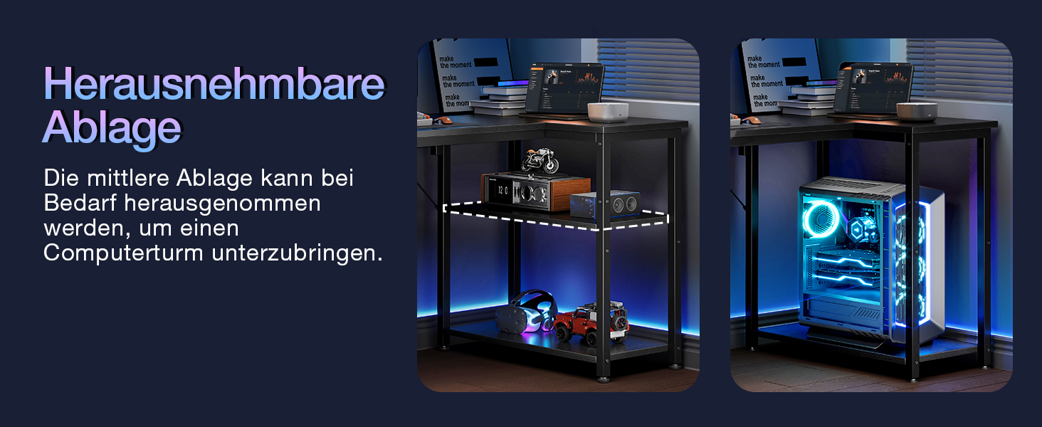 Ігровий стіл Coleshome 100x70 см, кутовий, з обертовим відсіком для зберігання, чорний