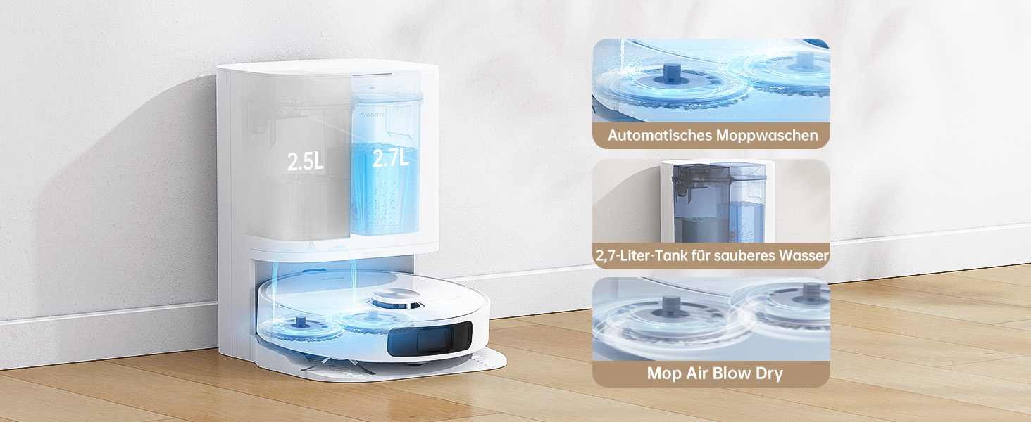 Робот-пилосос Dreame L10 Prime з автомийкою для мопів, LDS-навігацією, 4000Pa потужністю всмоктування, 3D-картуванням та WiFi/APP управління